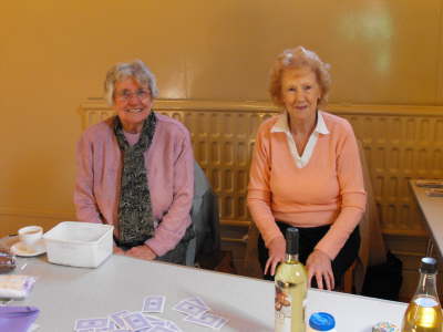 Biddie Hunter & Helen Peters at the Tombola stall.