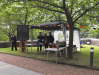 The Plants & Produce stall amongst the cherry blossom trees in the south garden